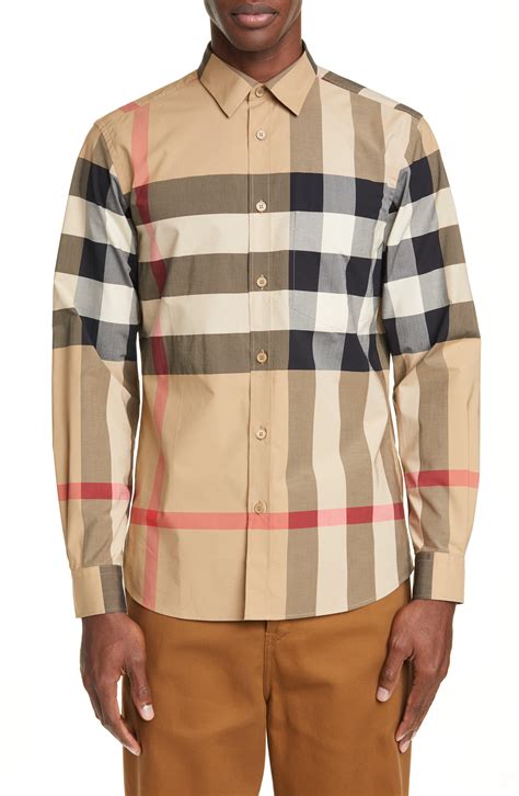 burberry mens plaid button down shirt|burberry button up men.